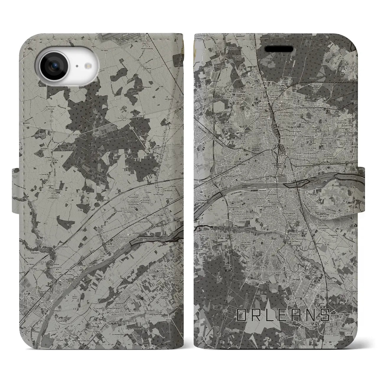【オルレアン(フランス)】地図柄iPhoneケース(手帳タイプ)