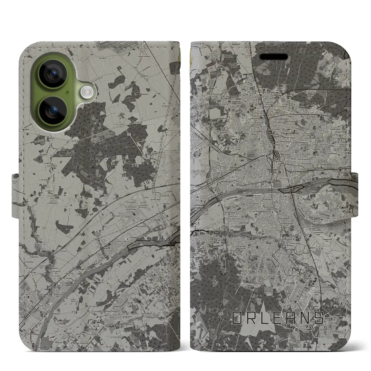 【オルレアン(フランス)】地図柄iPhoneケース(手帳タイプ)