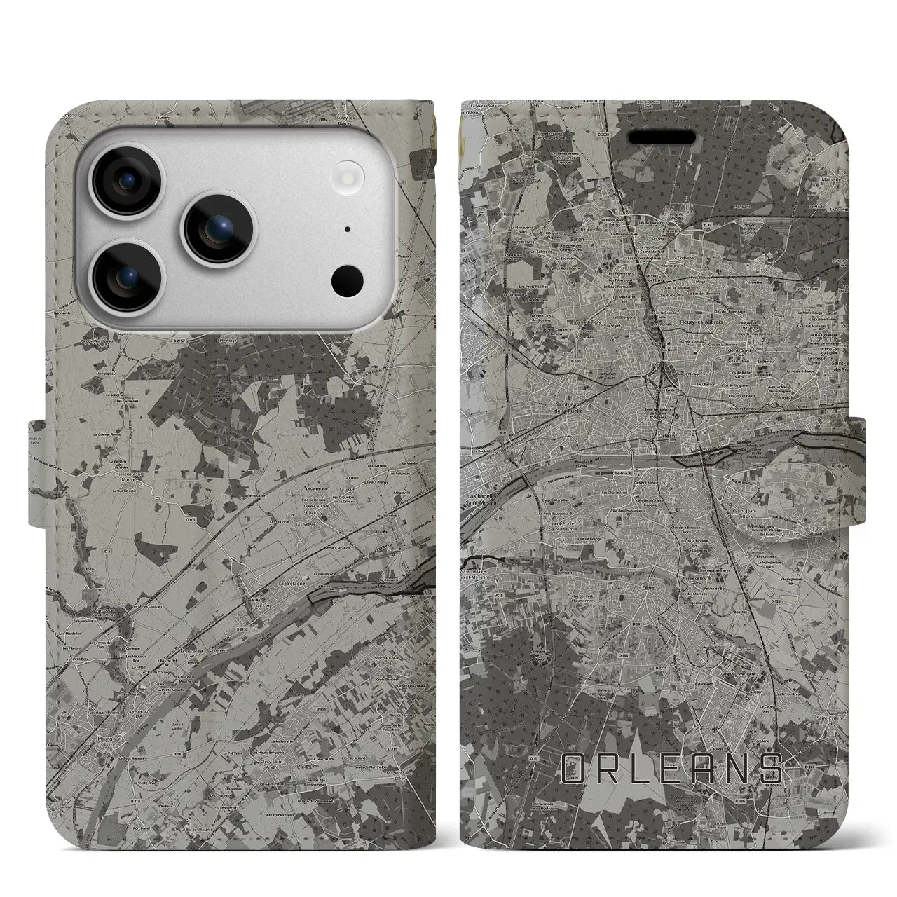 【オルレアン(フランス)】地図柄iPhoneケース(手帳タイプ)