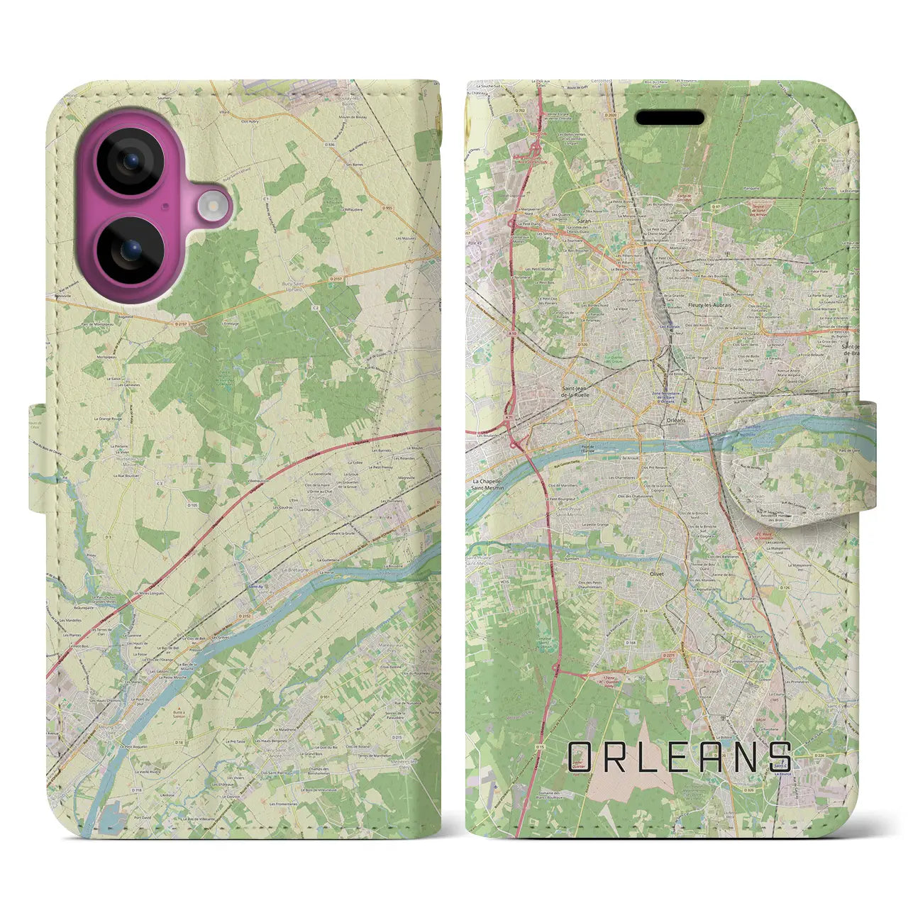 【オルレアン(フランス)】地図柄iPhoneケース(手帳タイプ)