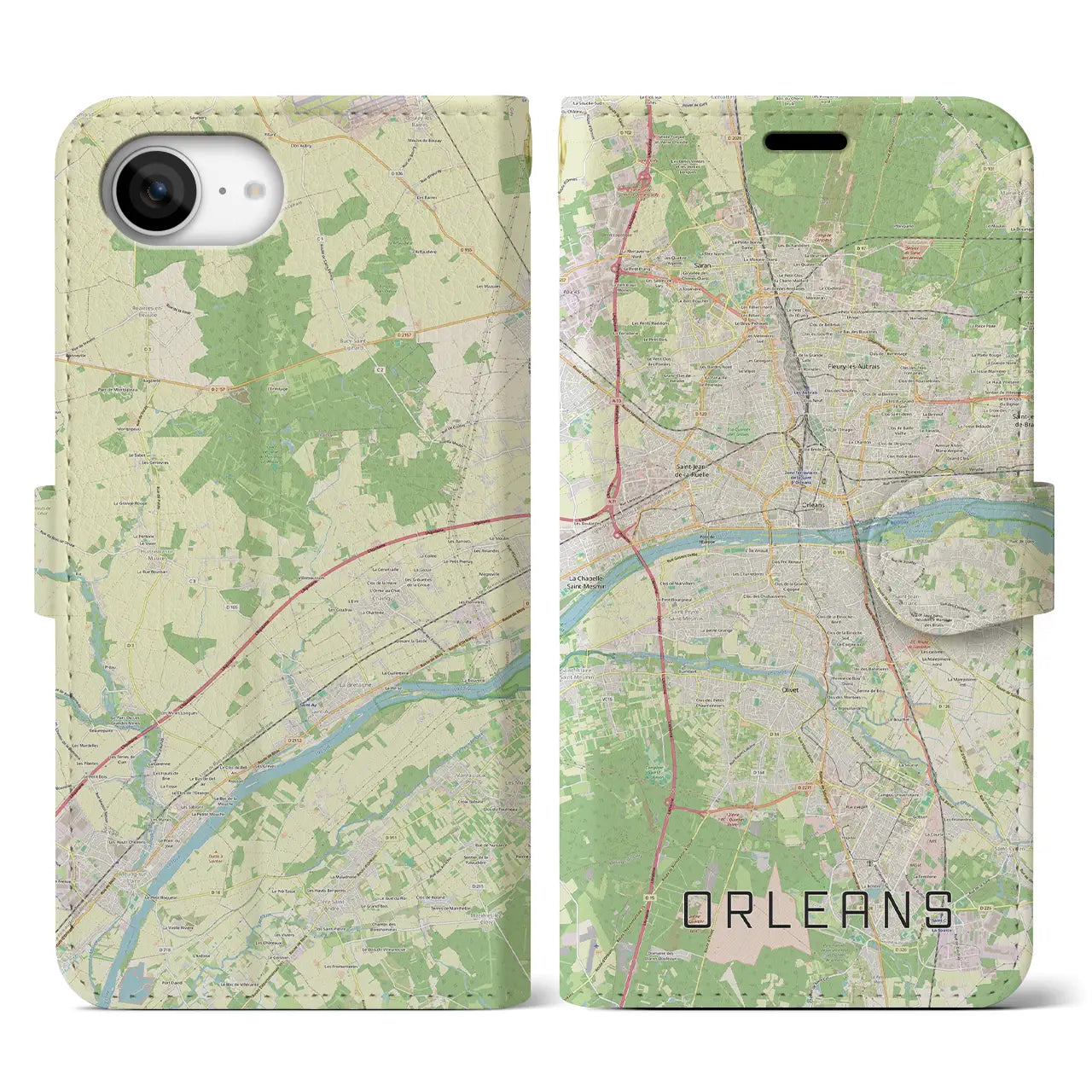 【オルレアン(フランス)】地図柄iPhoneケース(手帳タイプ)