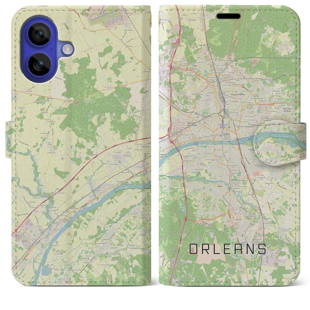 【オルレアン(フランス)】地図柄iPhoneケース(手帳タイプ)ナチュラル・iPhone 16 Pro Max 用