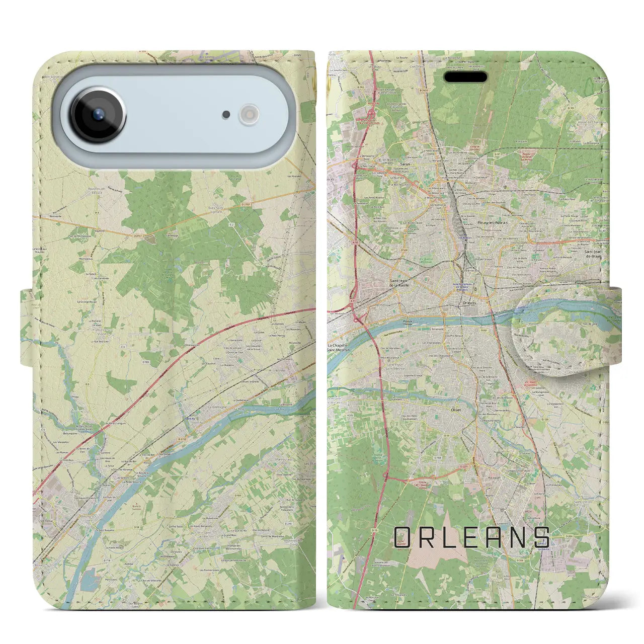 【オルレアン(フランス)】地図柄iPhoneケース(手帳タイプ)