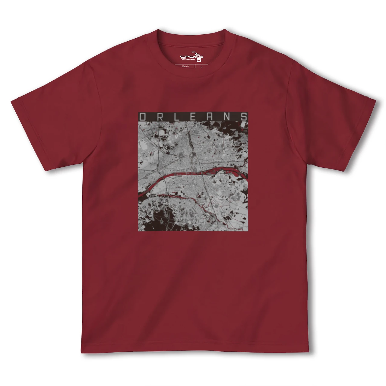 【オルレアン(フランス)】地図柄ヘビーウェイトTシャツ