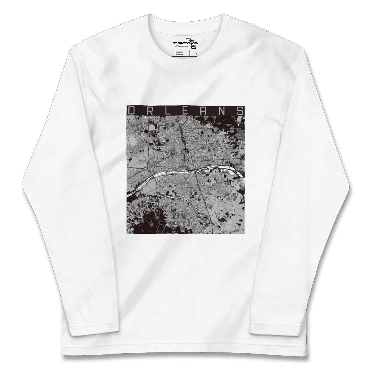 【オルレアン(フランス)】地図柄ロングスリーブTシャツ
