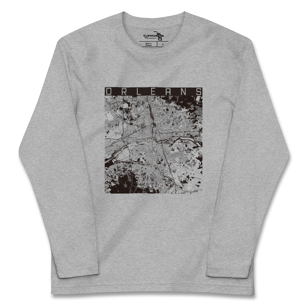 【オルレアン(フランス)】地図柄ロングスリーブTシャツ
