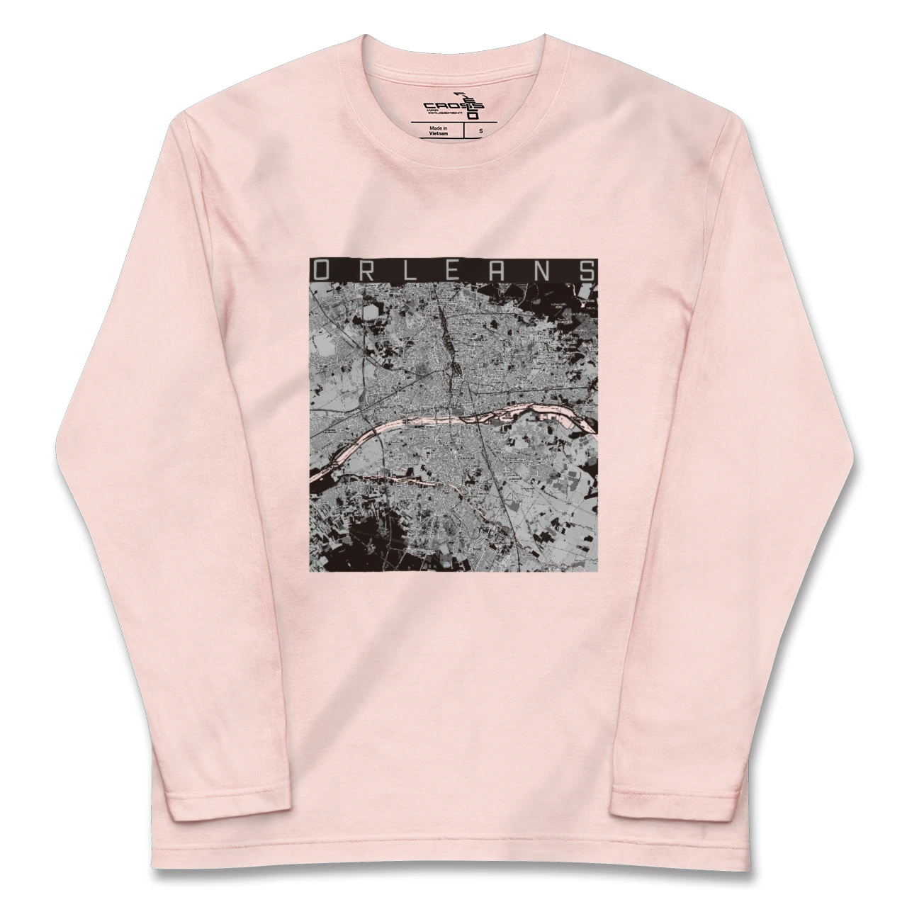 【オルレアン(フランス)】地図柄ロングスリーブTシャツ