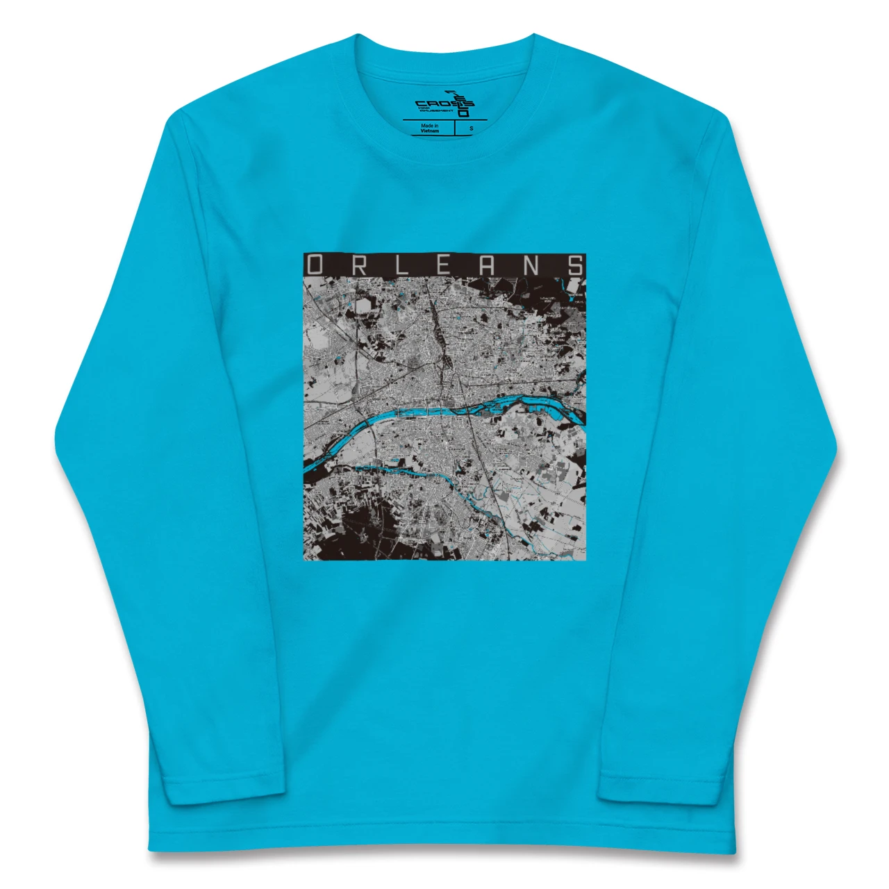 【オルレアン(フランス)】地図柄ロングスリーブTシャツ