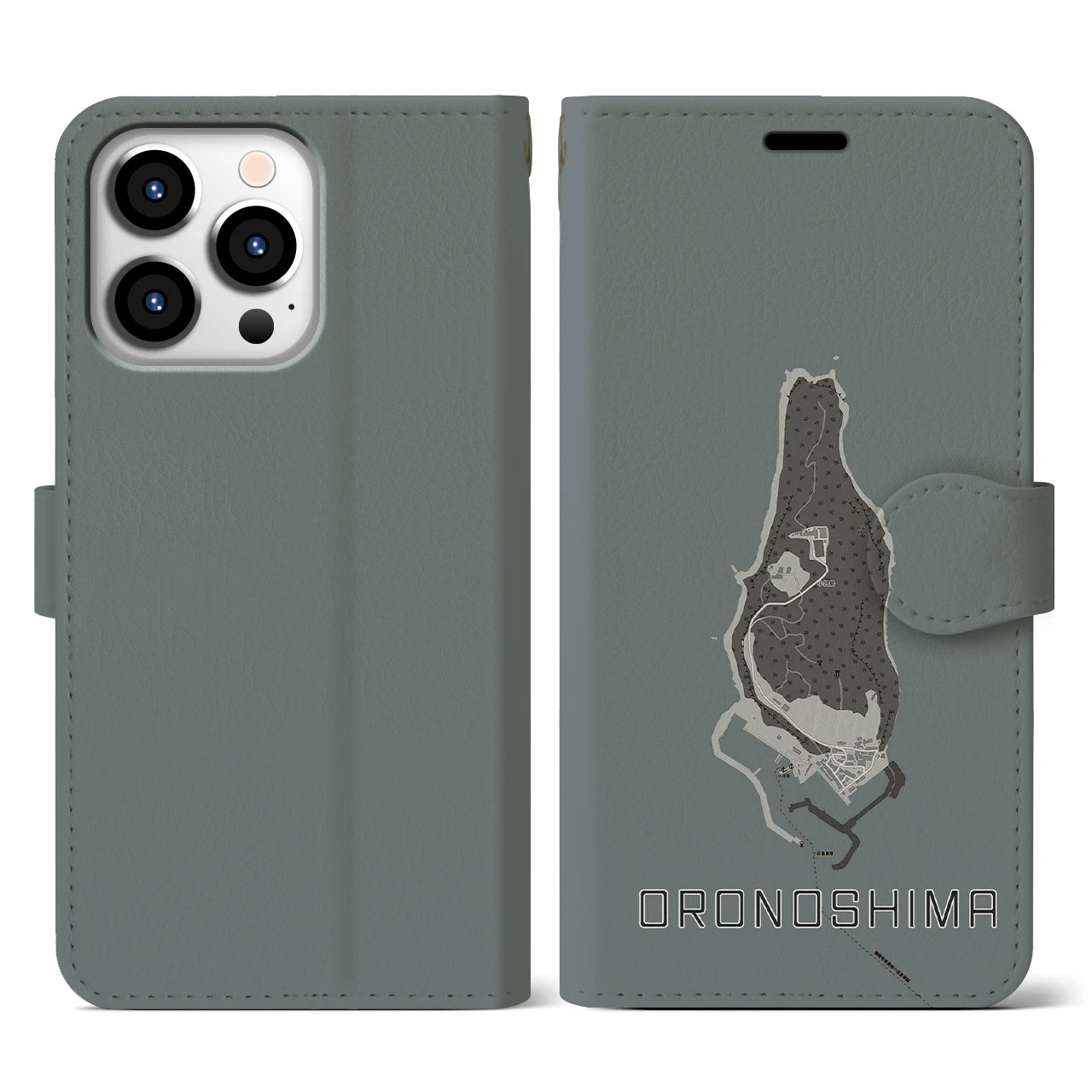 【小呂島(福岡県)】地図柄iPhoneケース(手帳タイプ)