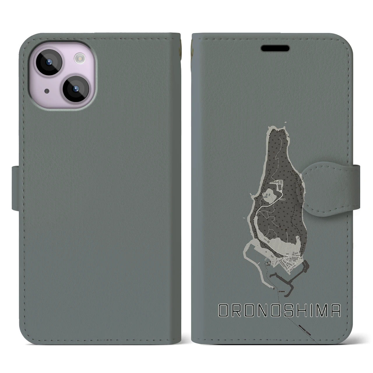 【小呂島(福岡県)】地図柄iPhoneケース(手帳タイプ)