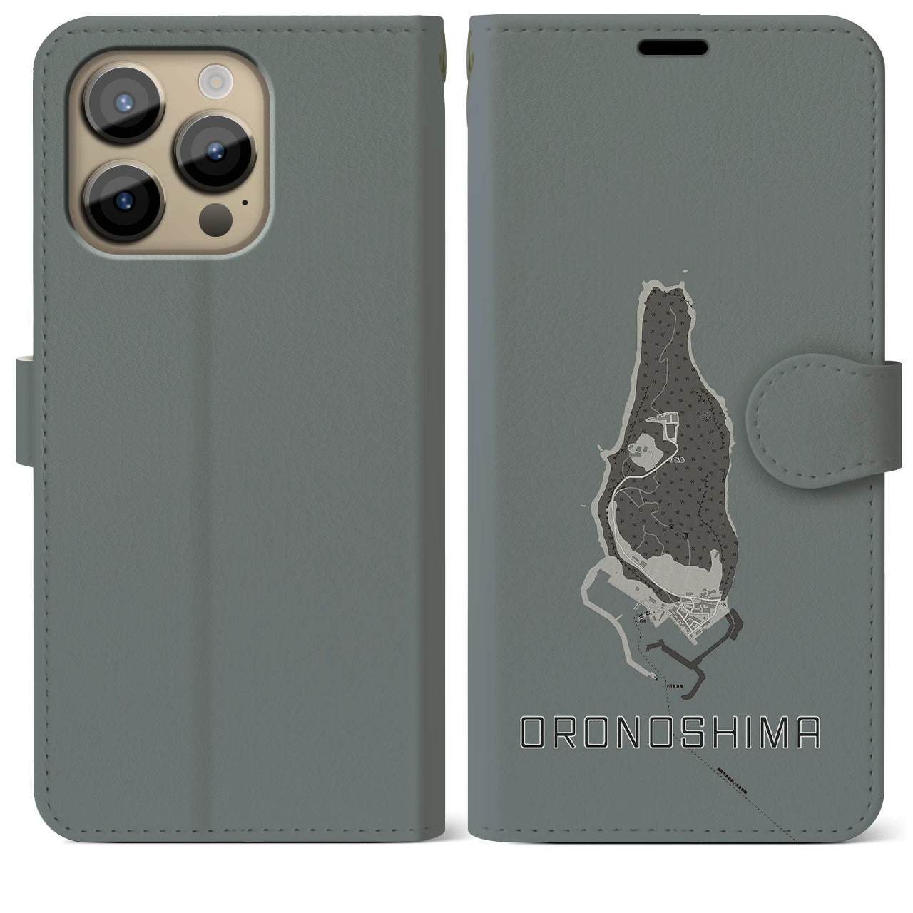 【小呂島(福岡県)】地図柄iPhoneケース(手帳タイプ)