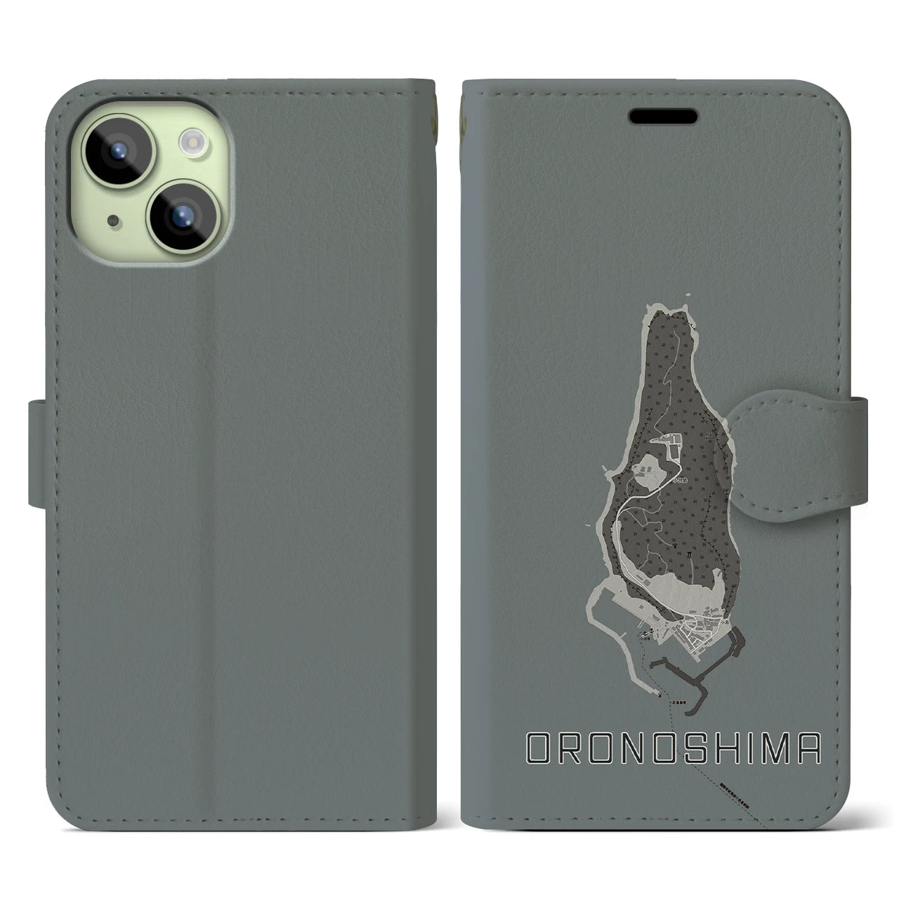 【小呂島(福岡県)】地図柄iPhoneケース(手帳タイプ)