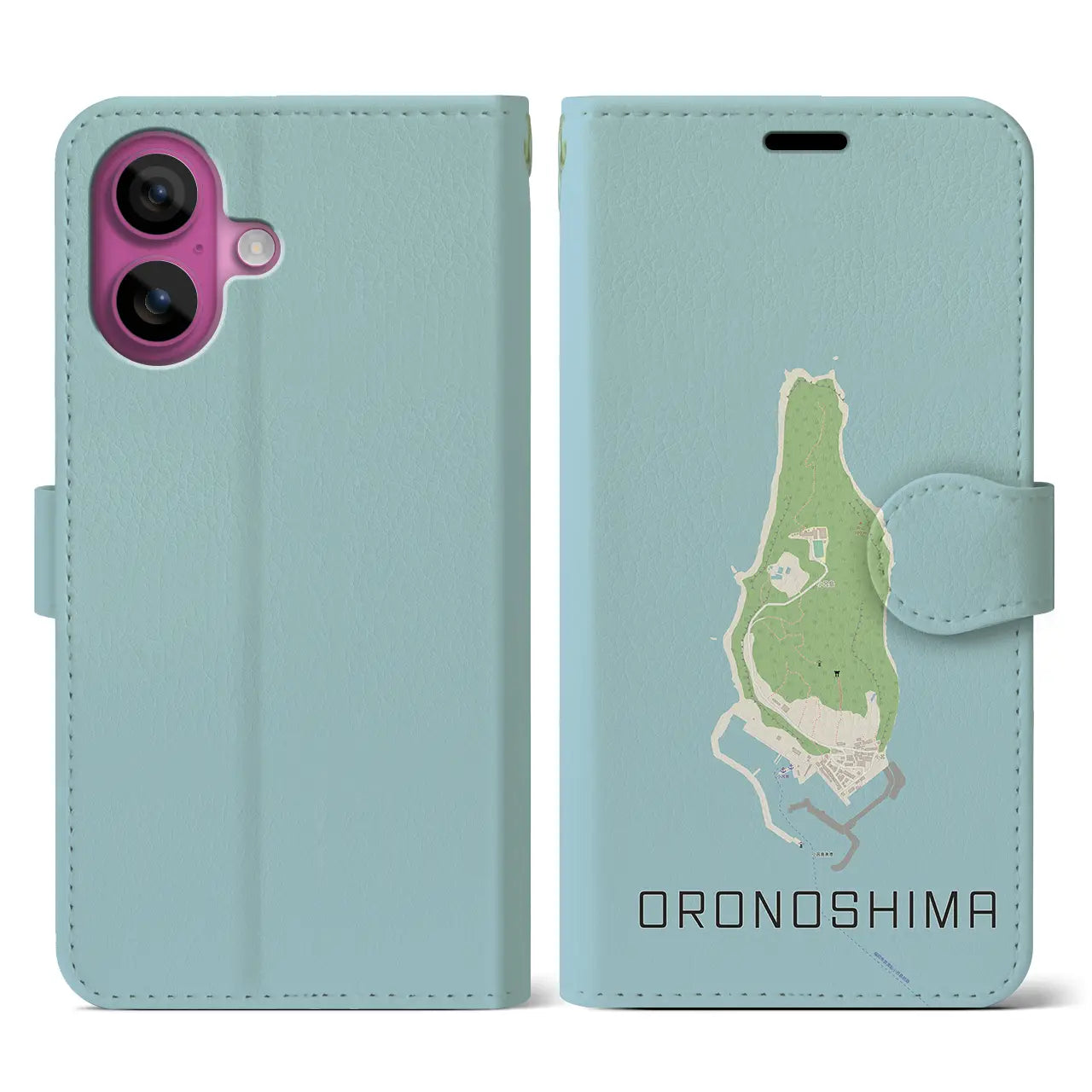 【小呂島(福岡県)】地図柄iPhoneケース(手帳タイプ)ナチュラル・iPhone 16 Pro 用