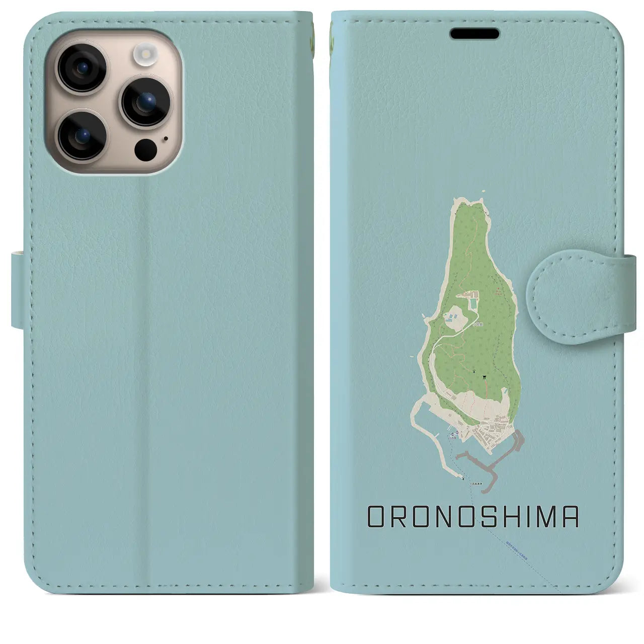 【小呂島(福岡県)】地図柄iPhoneケース(手帳タイプ)ナチュラル・iPhone 16 Plus 用