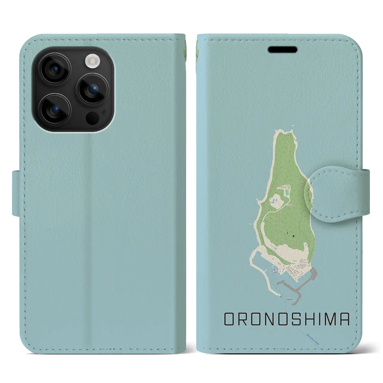 【小呂島(福岡県)】地図柄iPhoneケース(手帳タイプ)ナチュラル・iPhone 16 用