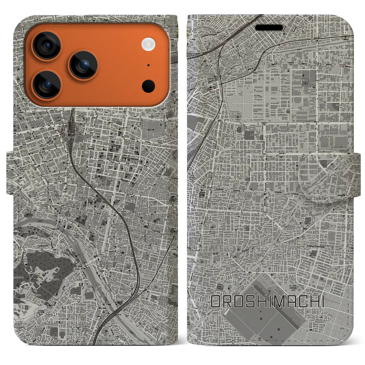 【卸町(宮城県)】地図柄iPhoneケース(手帳タイプ)