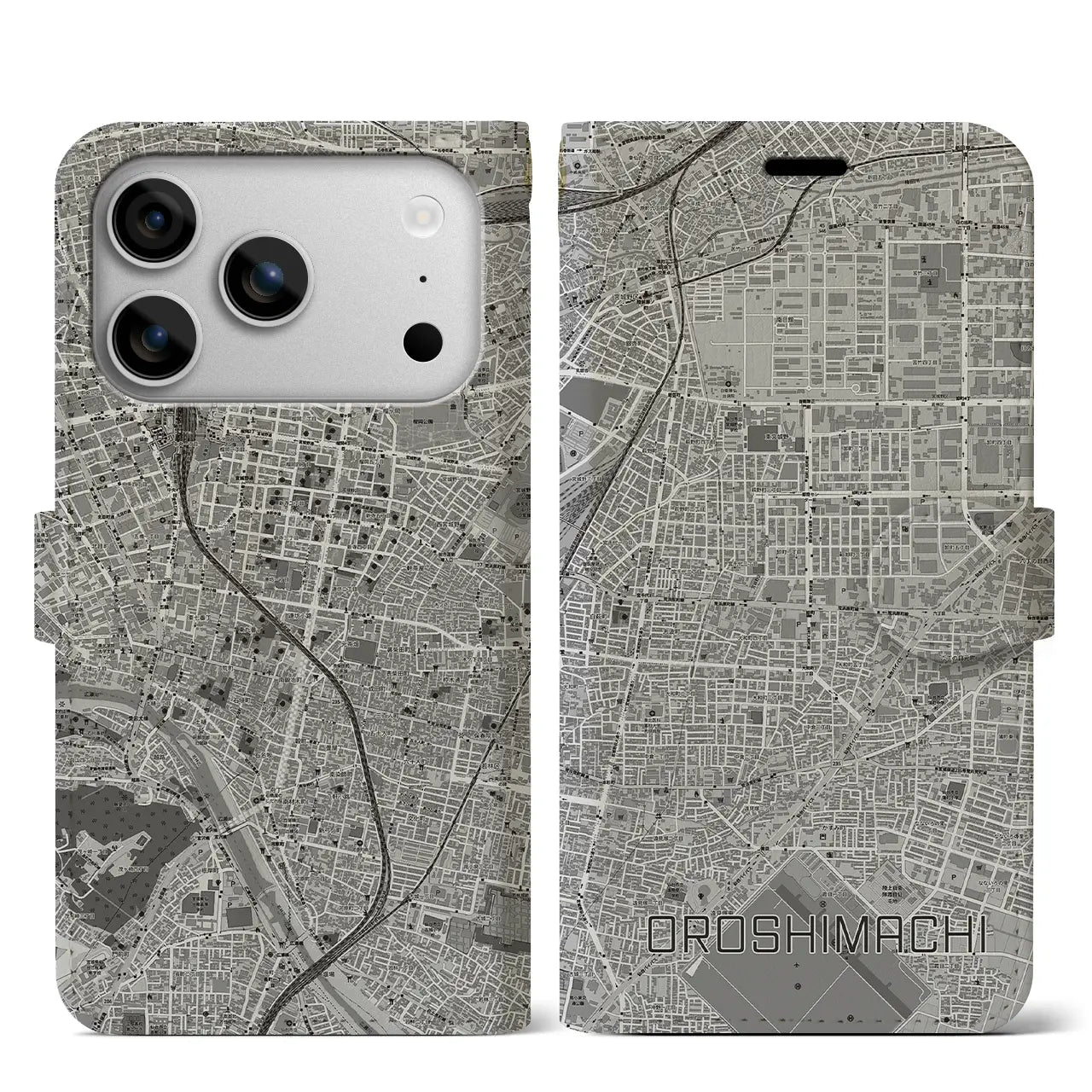 【卸町(宮城県)】地図柄iPhoneケース(手帳タイプ)