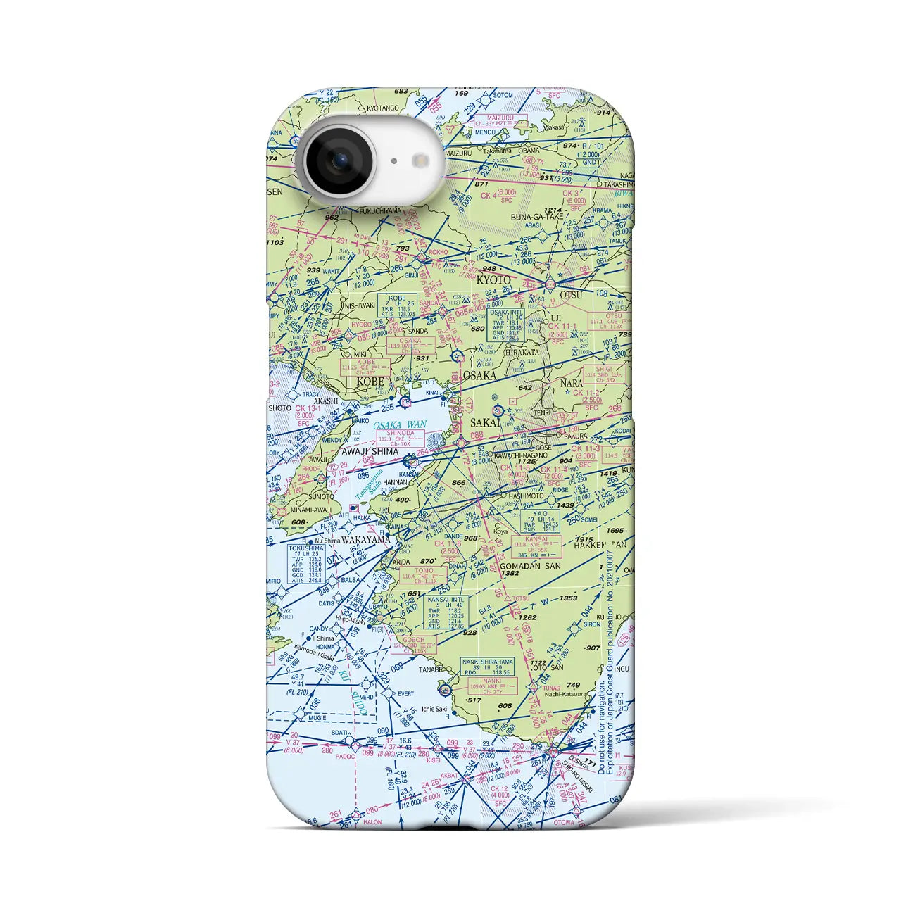 【大阪航空図(大阪府)】航空図iPhoneケース(バックカバータイプ)