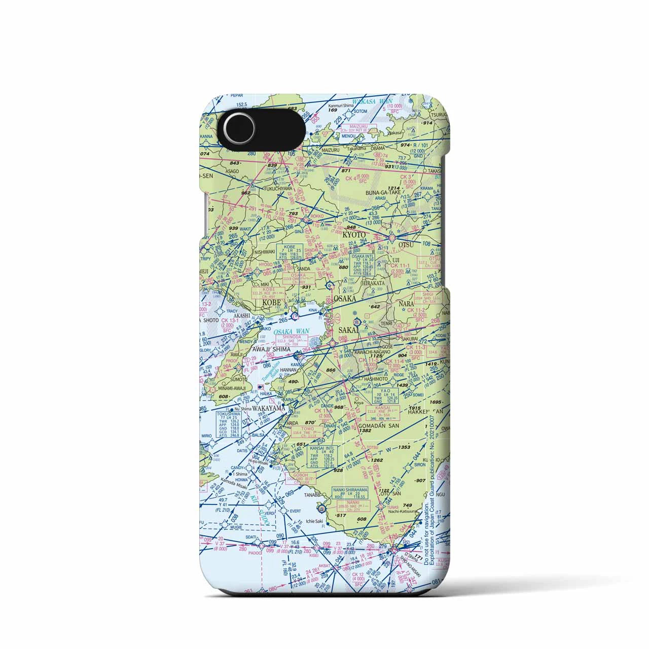 【大阪航空図(大阪府)】航空図iPhoneケース(バックカバータイプ)