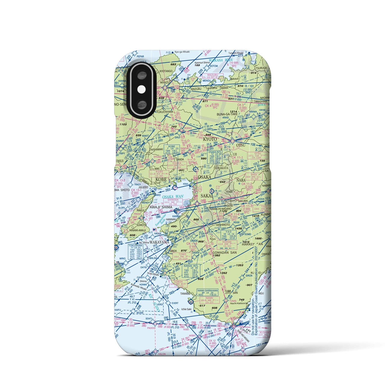 【大阪航空図(大阪府)】航空図iPhoneケース(バックカバータイプ)