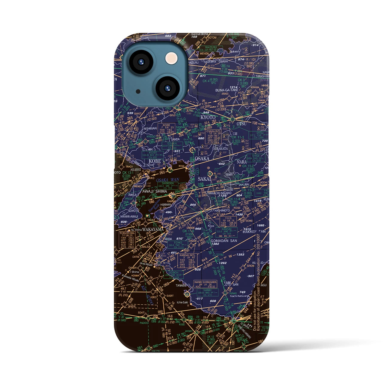 【大阪航空図(大阪府)】航空図iPhoneケース(バックカバータイプ)