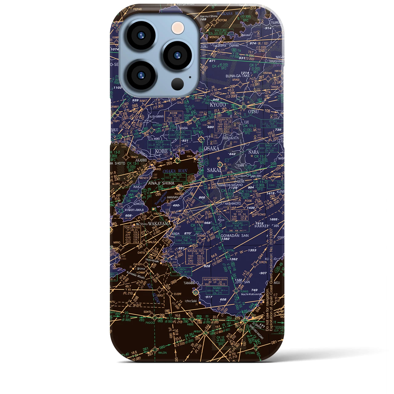 【大阪航空図(大阪府)】航空図iPhoneケース(バックカバータイプ)