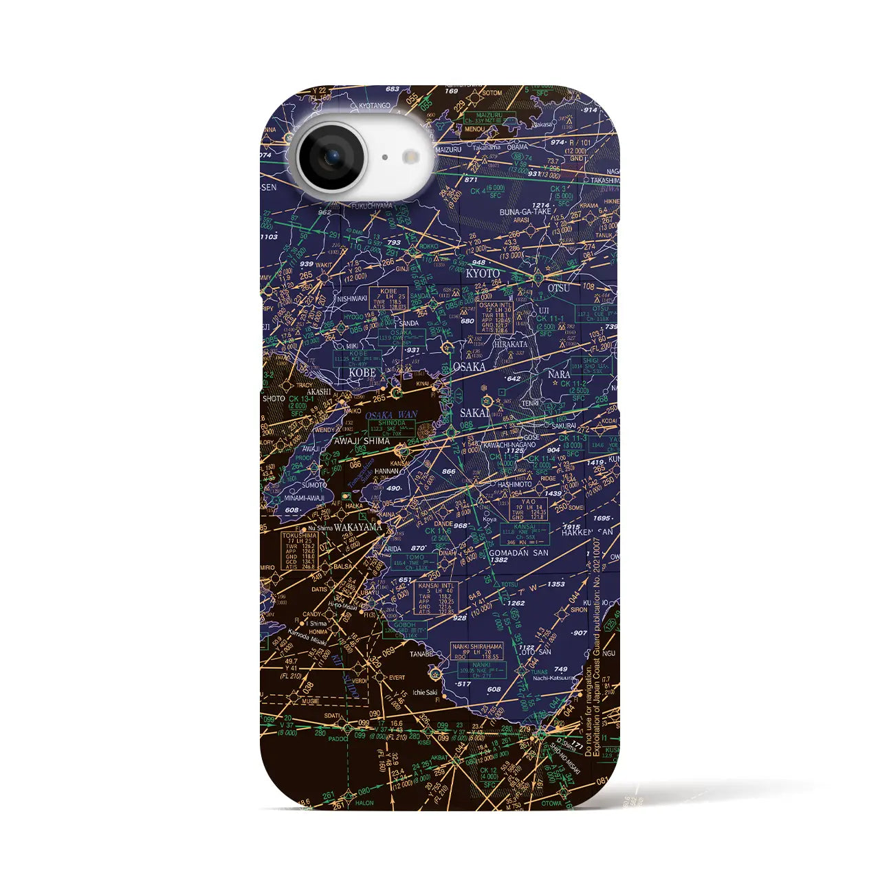 【大阪航空図(大阪府)】航空図iPhoneケース(バックカバータイプ)