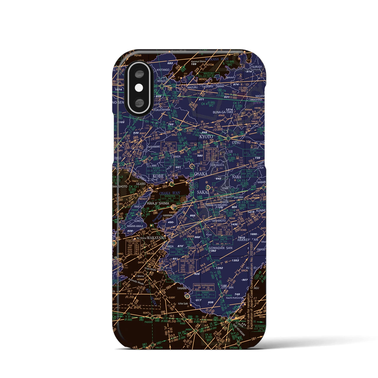 【大阪航空図(大阪府)】航空図iPhoneケース(バックカバータイプ)