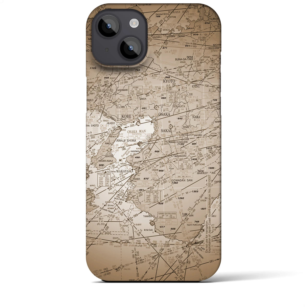 【大阪航空図(大阪府)】航空図iPhoneケース(バックカバータイプ)