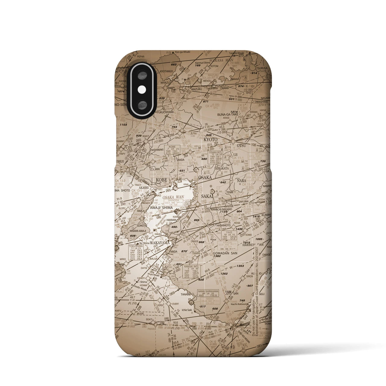 【大阪航空図(大阪府)】航空図iPhoneケース(バックカバータイプ)