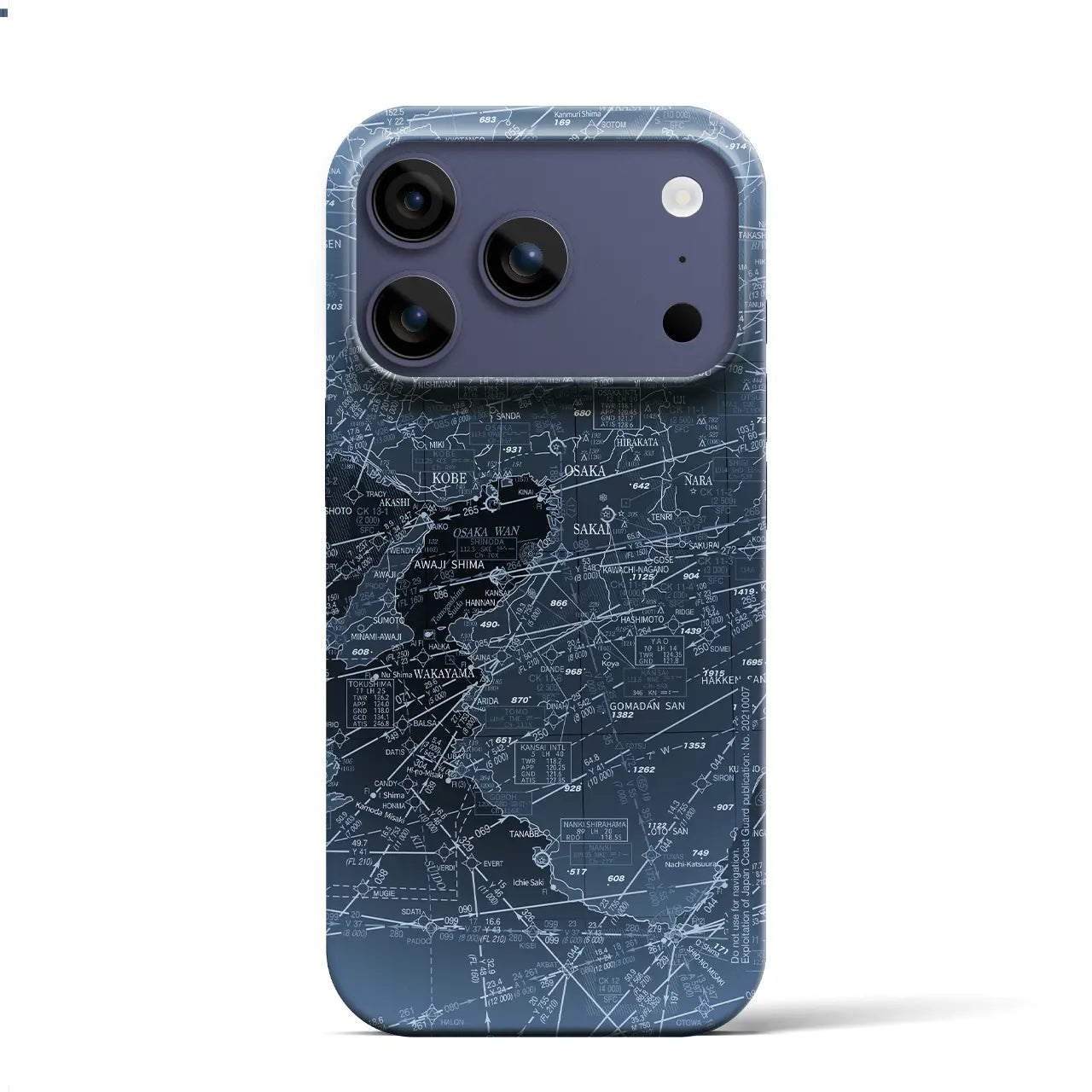 【大阪航空図(大阪府)】航空図iPhoneケース(バックカバータイプ)ナイトフライト・iPhone 17 Pro Max 用