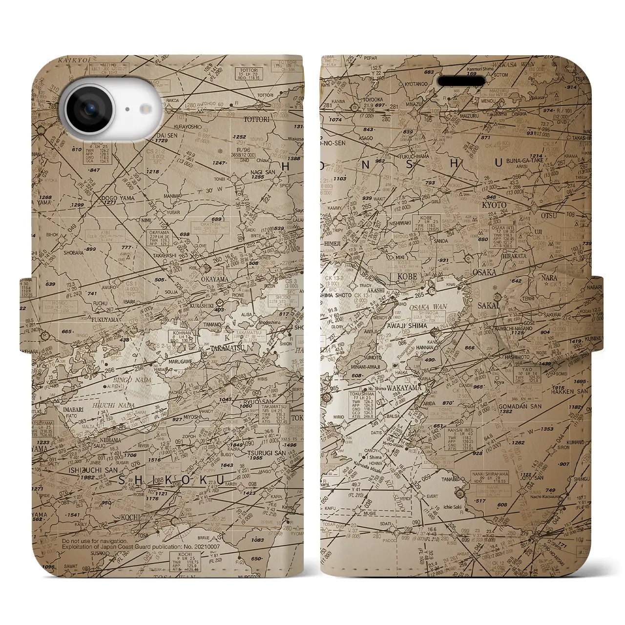 【大阪航空図(大阪府)】航空図iPhoneケース(手帳タイプ)