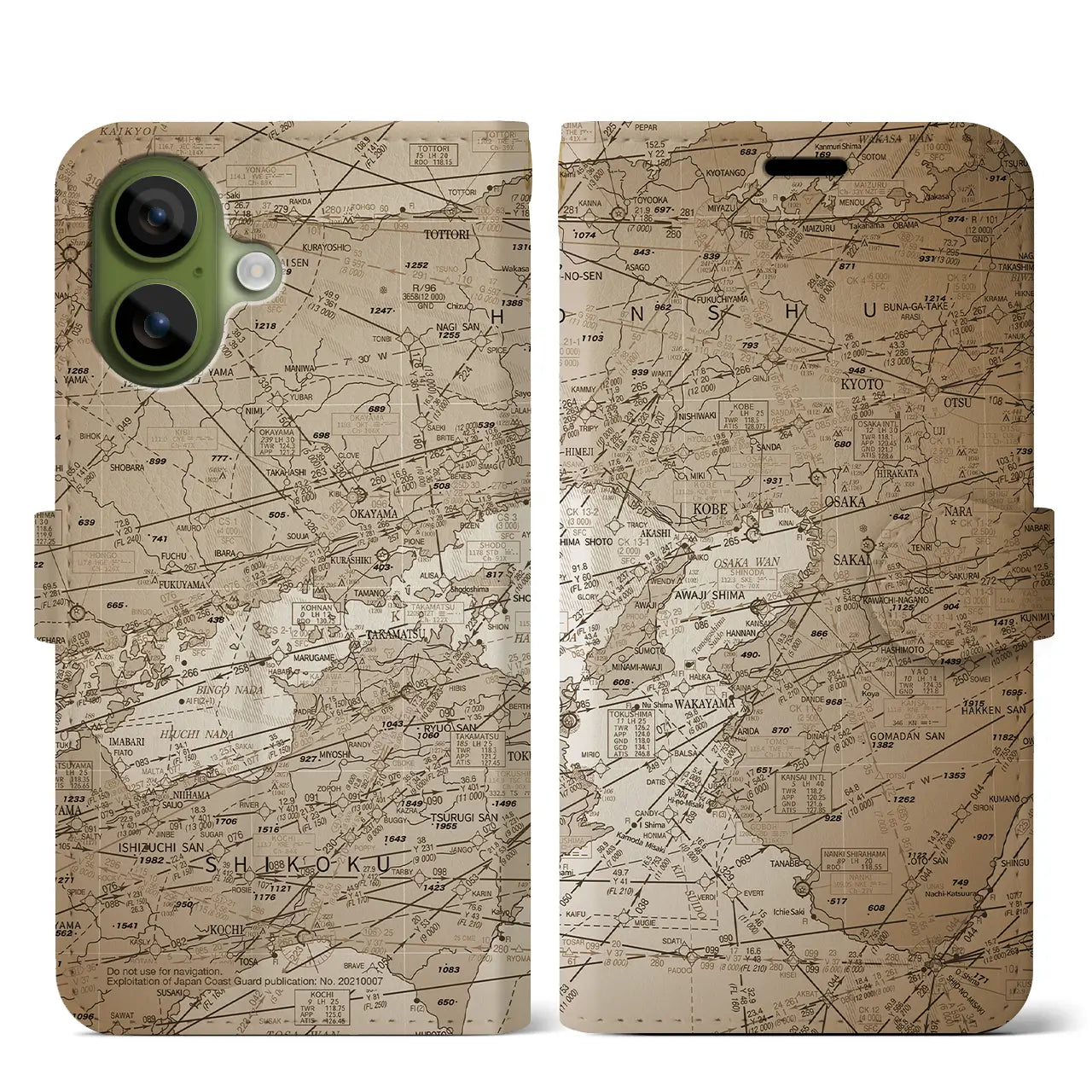 【大阪航空図(大阪府)】航空図iPhoneケース(手帳タイプ)