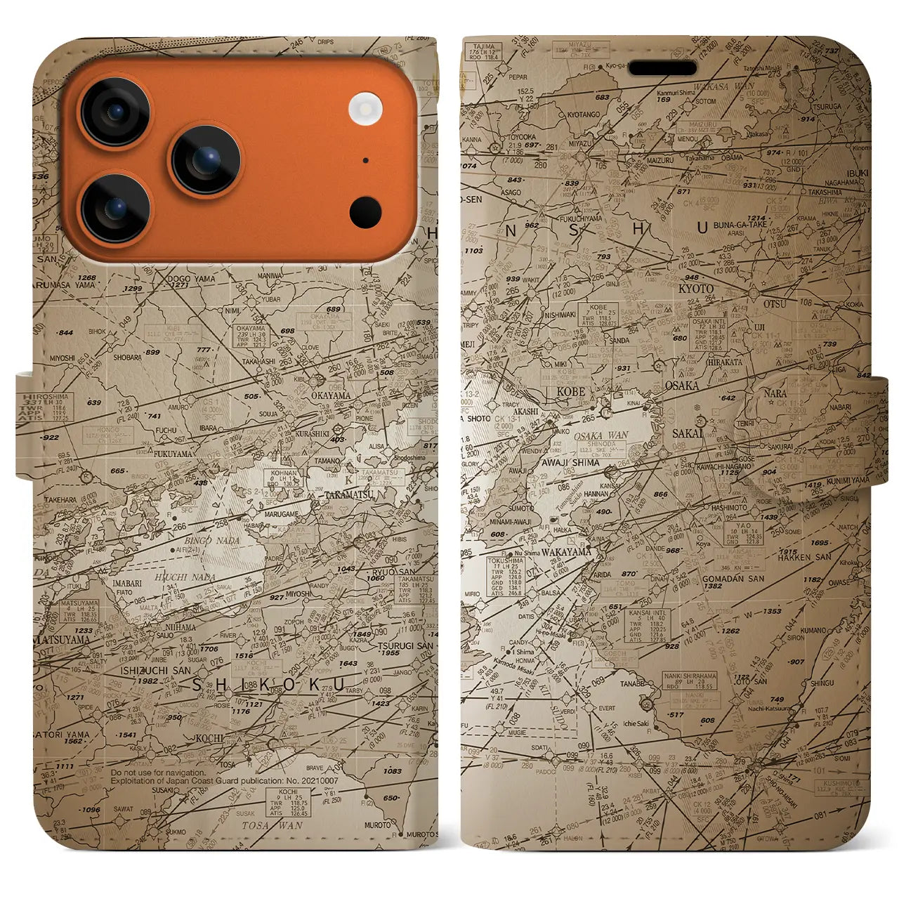 【大阪航空図(大阪府)】航空図iPhoneケース(手帳タイプ)