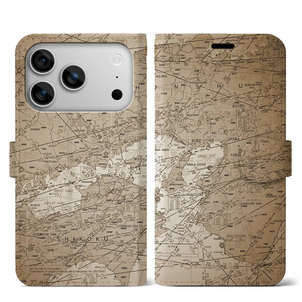 【大阪航空図(大阪府)】航空図iPhoneケース(手帳タイプ)