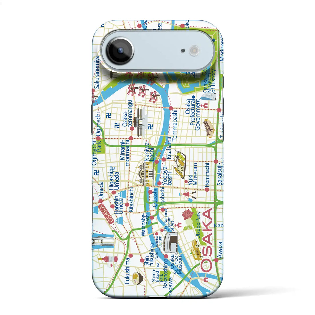 【大阪(イラスト)】イラストマップiPhoneケース(バックカバータイプ)ブライト・iPhone 17 Pro Max 用