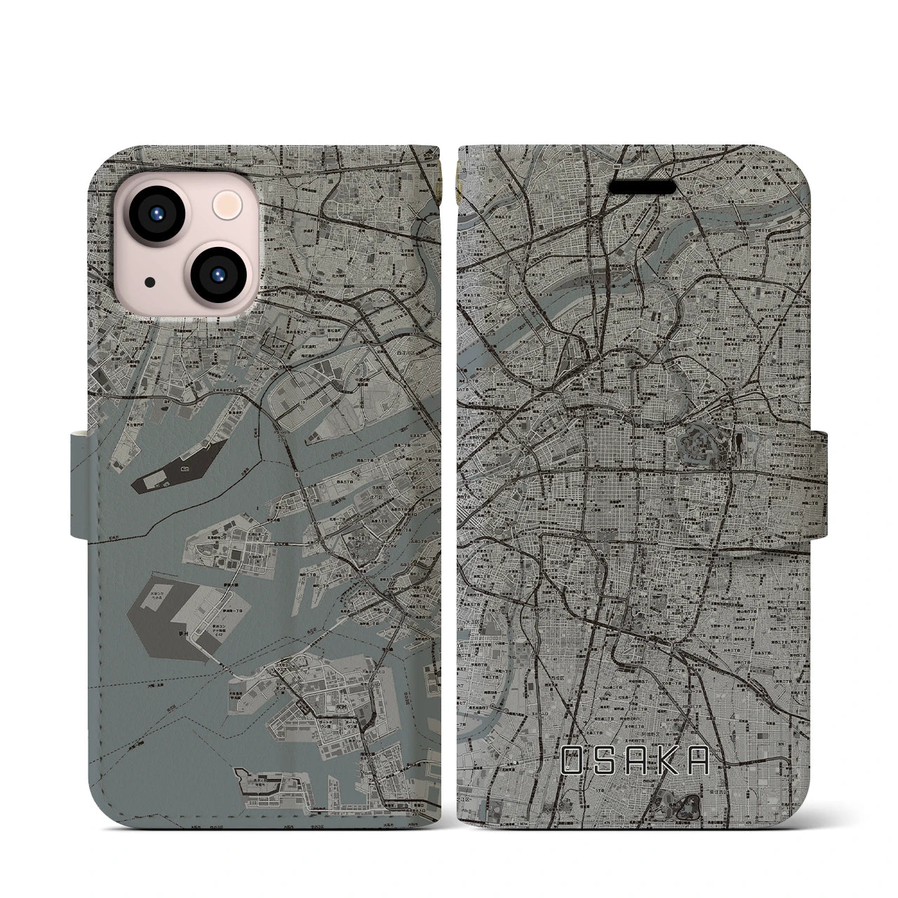 【大阪(大阪府)】地図柄iPhoneケース(手帳タイプ)