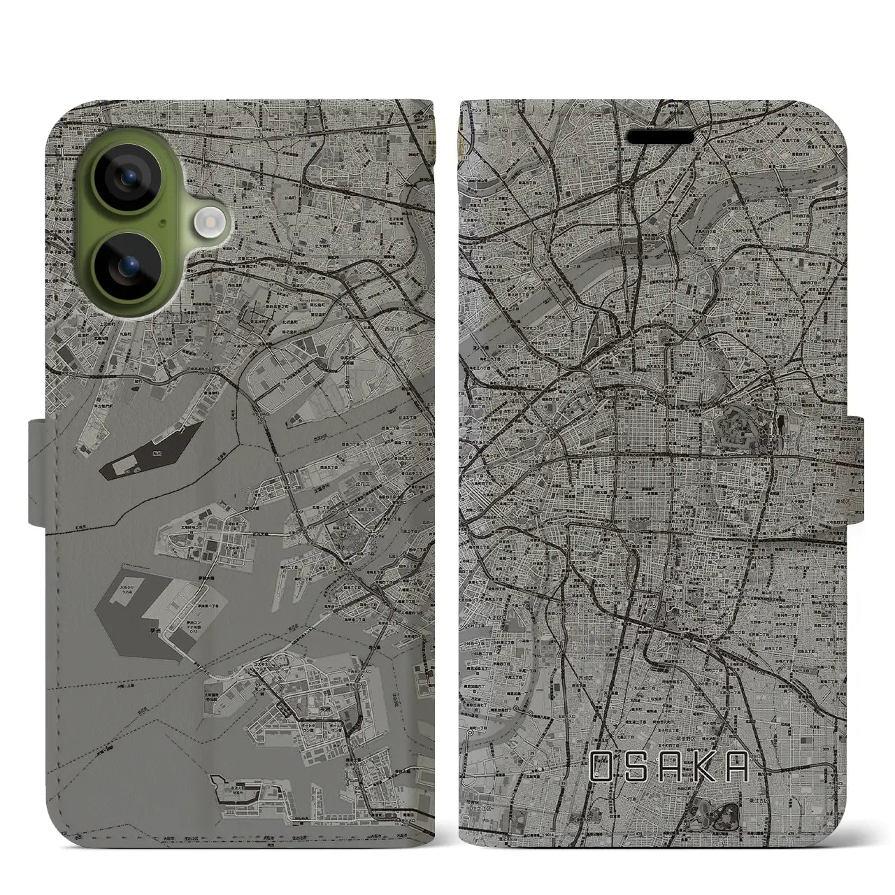 【大阪(大阪府)】地図柄iPhoneケース(手帳タイプ)