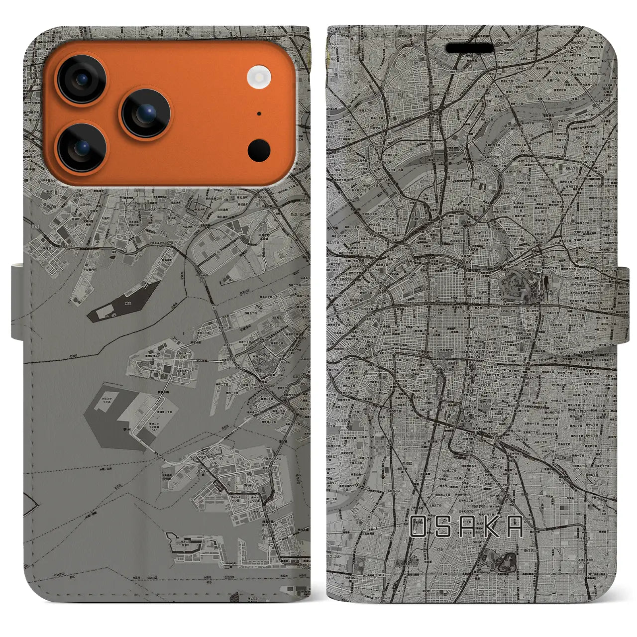 【大阪(大阪府)】地図柄iPhoneケース(手帳タイプ)