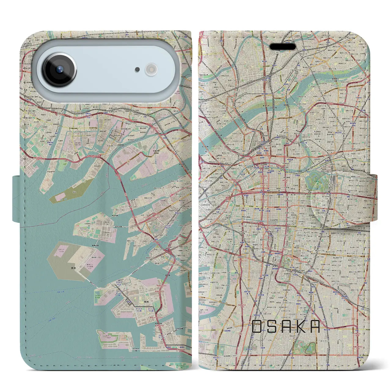 【大阪(大阪府)】地図柄iPhoneケース(手帳タイプ)