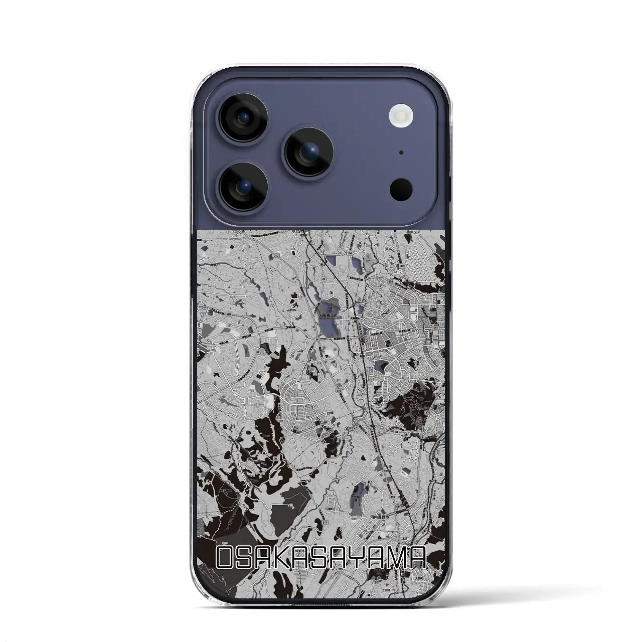 【大阪狭山(大阪府)】地図柄iPhoneケース(クリアタイプ)モノトーン・iPhone 17 Pro Max 用