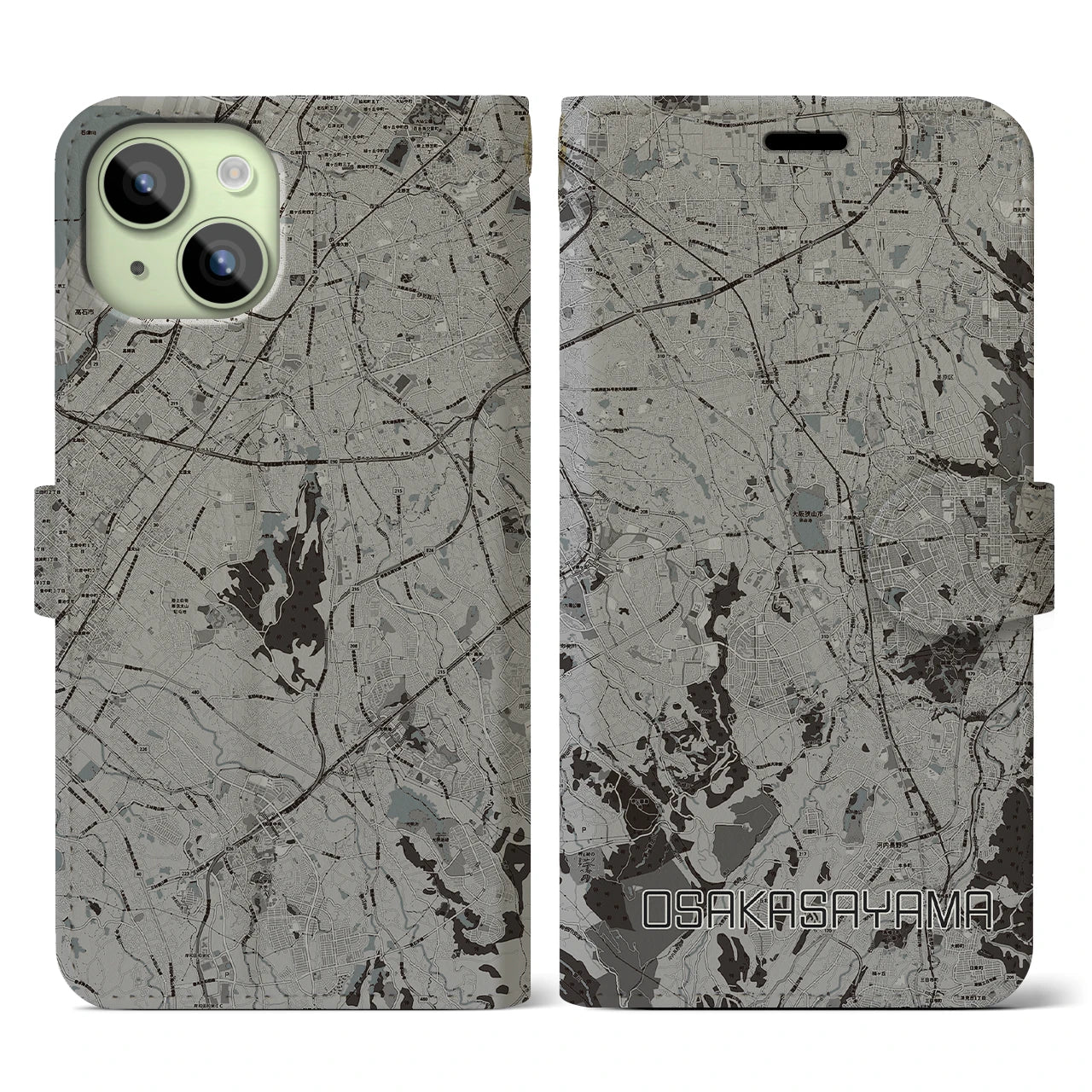 【大阪狭山(大阪府)】地図柄iPhoneケース(手帳タイプ)