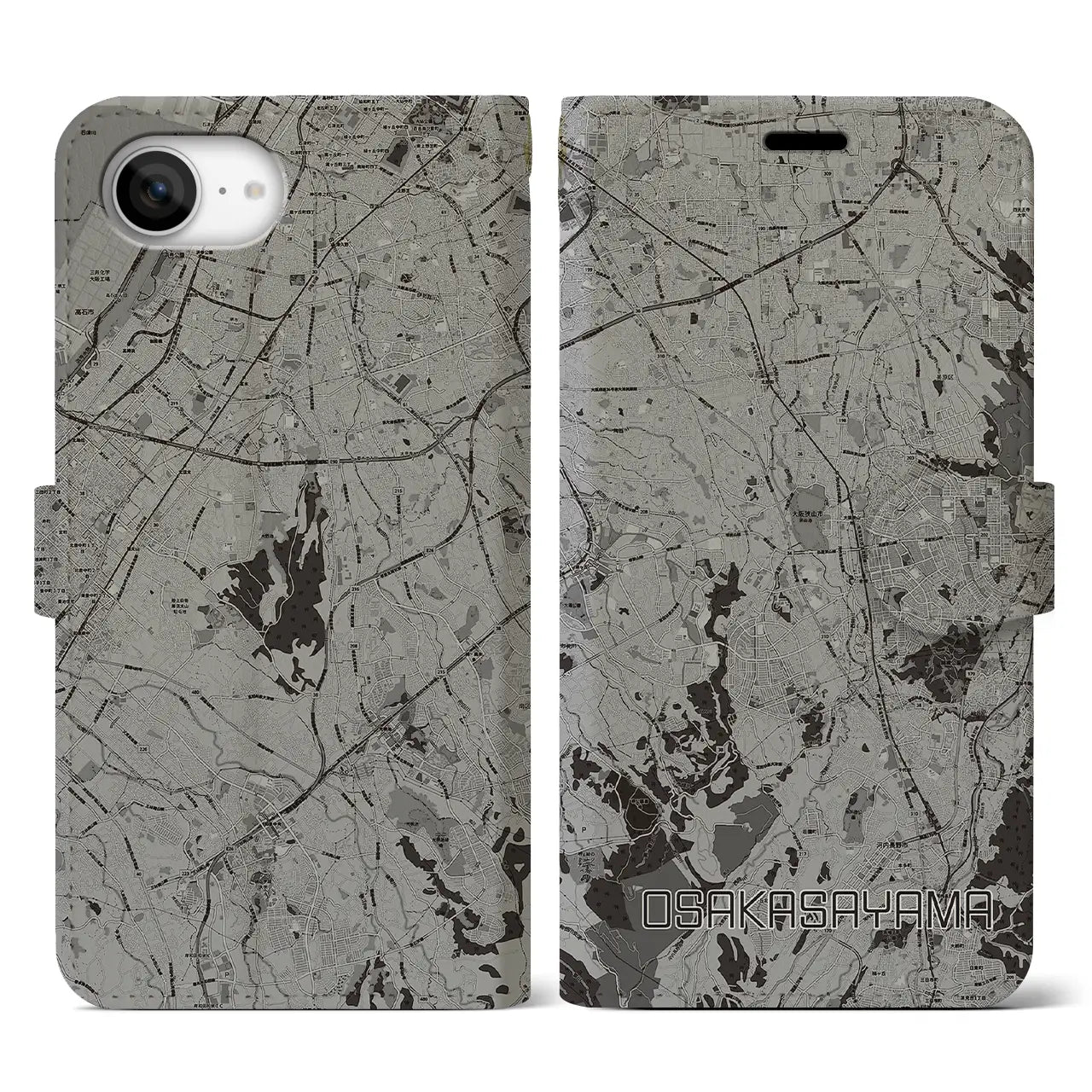 【大阪狭山(大阪府)】地図柄iPhoneケース(手帳タイプ)