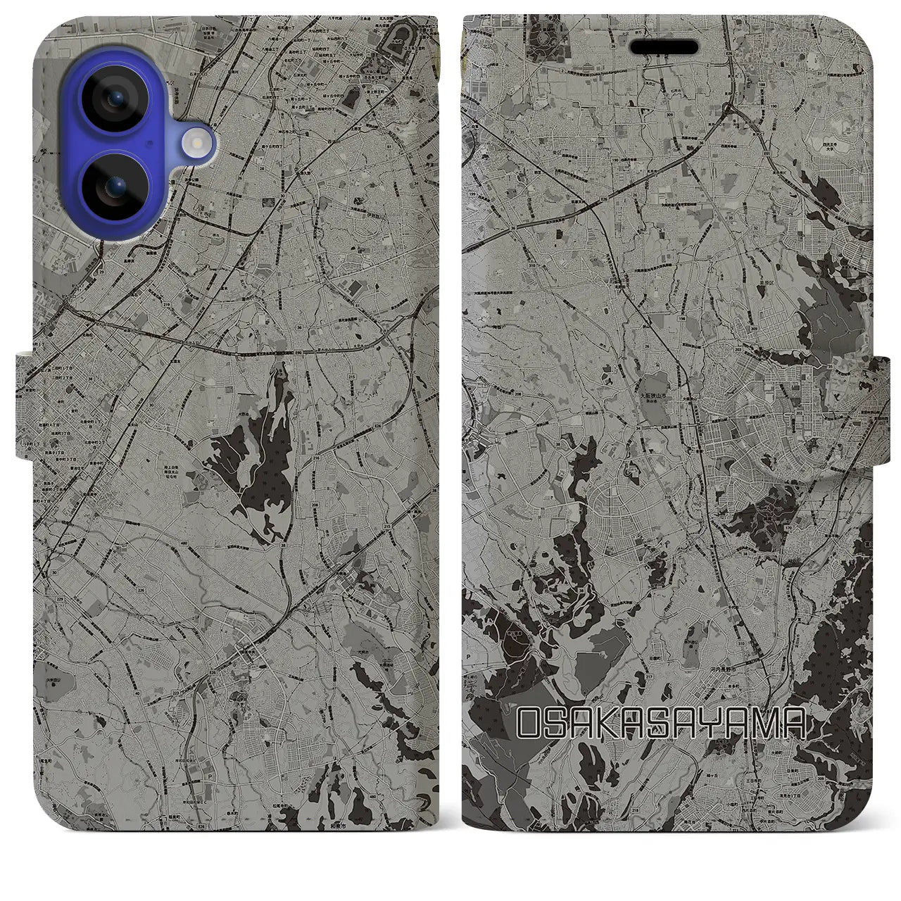 【大阪狭山(大阪府)】地図柄iPhoneケース(手帳タイプ)