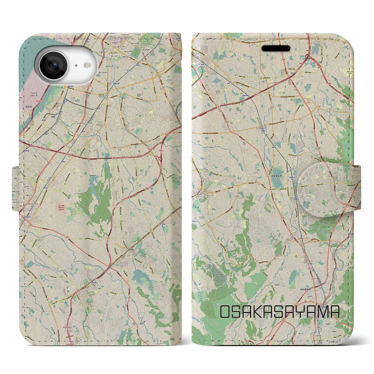 【大阪狭山(大阪府)】地図柄iPhoneケース(手帳タイプ)