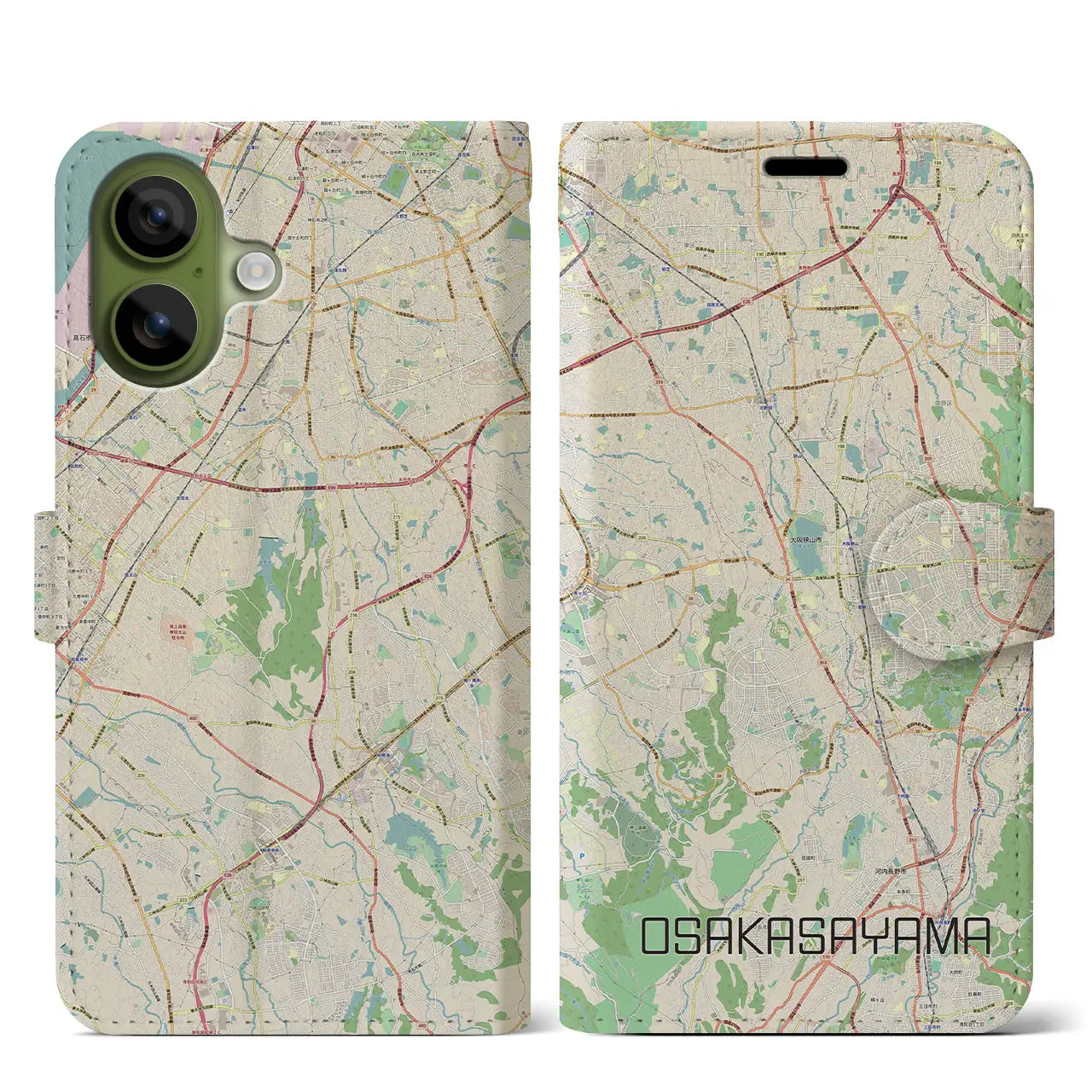 【大阪狭山(大阪府)】地図柄iPhoneケース(手帳タイプ)