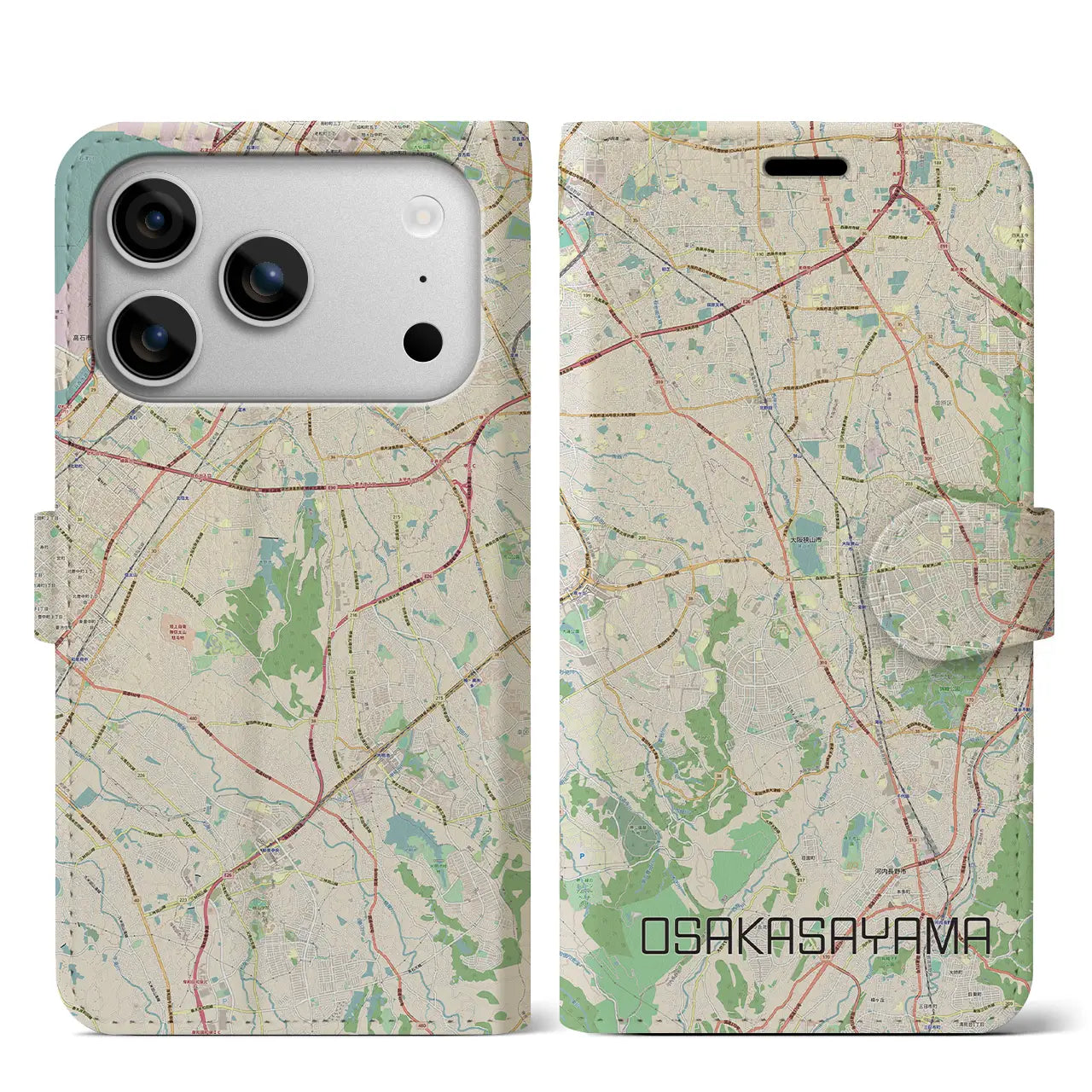 【大阪狭山(大阪府)】地図柄iPhoneケース(手帳タイプ)