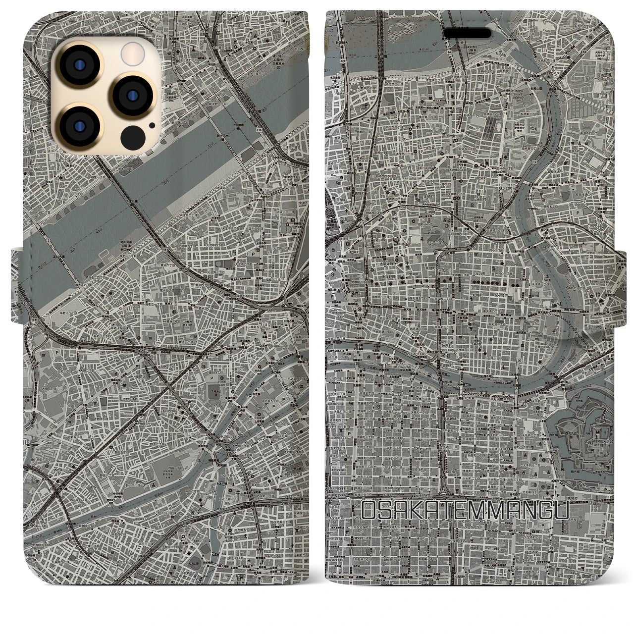 【大阪天満宮(大阪府)】地図柄iPhoneケース(手帳タイプ)