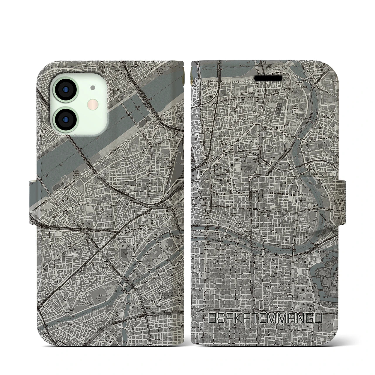 【大阪天満宮(大阪府)】地図柄iPhoneケース(手帳タイプ)