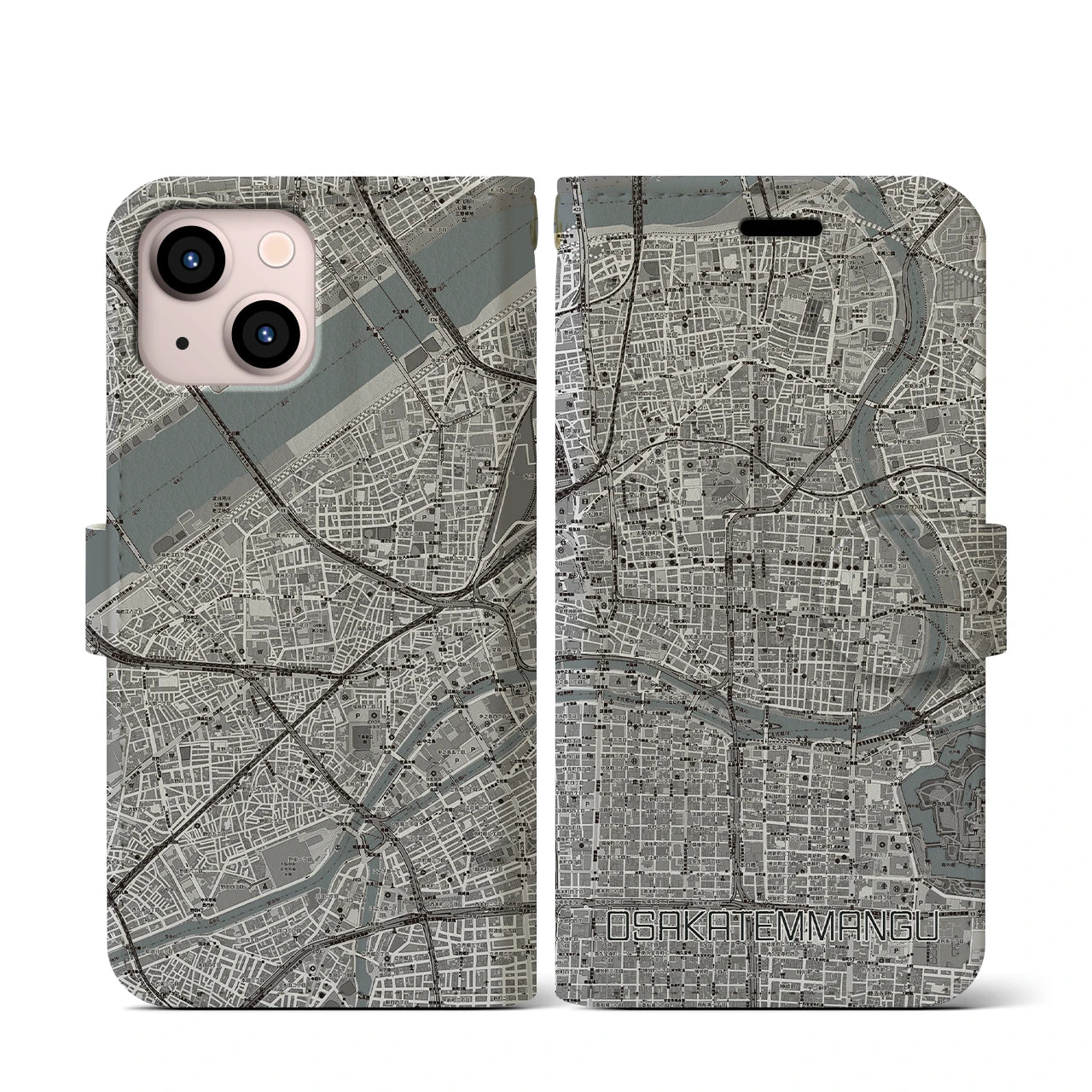 【大阪天満宮(大阪府)】地図柄iPhoneケース(手帳タイプ)